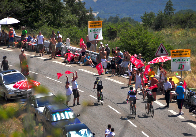 Crowds cheering on riders in the 2015 Tour de France