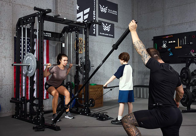 Working out on the power rack